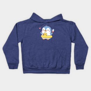 Cute Penguin With Duck Pool Float Kids Hoodie